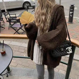 Chunky Knit Open Front Hooded Cardigan for Women Comfy Longline Sweater Hoodie Coat Female Casual Chic Autumn Winter Outfit