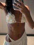 3D Floral String Thong Bikini Triangle Swimsuit Women Halter Swimwear Female Bathers Bathing Swimming Swim Suit Beachwear