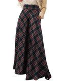 Vintage Plaid Checked Long Skirts Women Autumn High Waist Party Maxi Skirt Fashion Christmas Clothes Holiday Faldas Saia