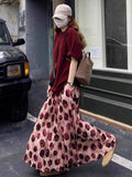 Pbong  Polka Dot Skirt Women Clothing Vintage Pleated Jupe High Waist Big Swing Saia Loose Autumn Long Skirts
