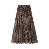 Vintage Paisley Maxi Skirts for Women Chiffon Printed A-line Boho Beach Wear Long Skirt Vacation Style Summer Ladies Faldas