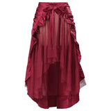 Pbong  Spring European Vintage Style Women High Waist Ruffled Long Skirt Solid White Party Dance Victorian Cosplay Costume Skirt