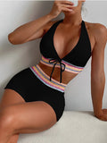 Halter String High Waist Two Piece Bikini Swimsuit Women Swimwear Female Bather Bathing Swimming Swim Suit Beachwear