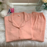 Cotton Comfort Sleepwear Casual Women Pajamas Spring Summer Cherry Print Cute Lapel Button Shirts And Pant Two Piece Sets 2024