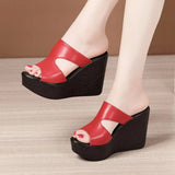 High Heel Wedges Sandals For Women  Summer New Platform Fashion Footwear Red Black White Large Size Sandals