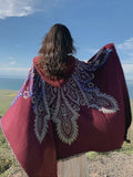 Pbong  Vintage Bohemian Chic Cloaks Capes Hooded Thick Warm Women Autumn Knitted Hippie Ethnic Capes Cloak Poncho Outwear New
