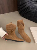 Elegant Comfortable Women's Shoes Autumn Winter Height-increasing Women's Boots Retro Minimalist Midsole Round Toe Boots 44