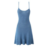 Sleeveless V-neck Knitting Short Dress Solid Beige Casual Vacation Slip Dress Fashion Slim 2025 New Women Dress Female Clothing