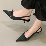 Pbong  Butterfly-knot Slingbacks Pointed Toe Pumps Woman Sandals Fashion Thin Low Heels Party Dress Spring Summer Shoes