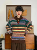 Vintage Print Harajuku Sweaters Women Loose Casual Knitted Pullover Lazy Wind Retro Female Preppy Style Long Sleeve Jumper Tops