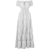 Renaissance Medieval Dress Women Irish Off Shoulder Short Sleeves Elastic Waist Elegant Sexy Long Dress Party  Adult Clothing