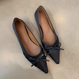 Ballerina Satin Women's Flat Shoes Comfort Non-slip Pointed Toe Ladies Loafers Flats Elegant Bowknot Women's Single Shoes