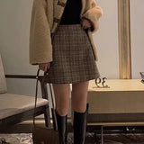 Skirts Women Plaid Slim Korean Style Casual All-match High Waisted Mujer Spring-autumn Comfortable Student Club Female Harajuku