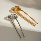 Stainless Steel Gold Color Knot Hair Stick For Women Fashion Metal U-Shaped Glossy Hairpin Hair Jewelry Accessories Gift