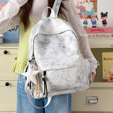 Women Star Print Backpack Polka Dot Star Charm Lightweight Student School New Trend Fashion Daypack Female Book Backpacks