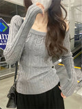 Casual Off shoulder Rib Knit Sweater Pull Women Long sleeve Top Basic Tees White Slim Pullovers Lady Sexy One Shoulder New