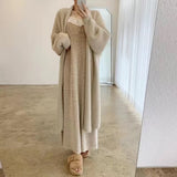 Imitation Mink Long Cardigan Women Casual Loose Soft Sweater Gilet Elegant Fall Winter Fluffy Knitwear Jackets Warm Knit