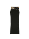 Contrast Leopard Print Slim Split Elegant Sexy Black Long Skirts Womens Vacation Outfits