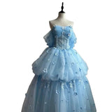 High Quality Blue One Shoulder Bridal Wedding Dress and Evening Dress Fashionable Slimming Banquet President's Puff Skirt