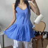 Pbong  Chic Striped Sleeveless Doll Strap Dress Women's Spring New Style Age-Defying Strap Top City Commute Korean Version Loose Fit