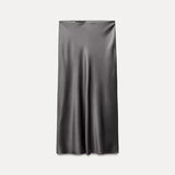 2025 Pink Sweet Satin Long Skirt New Solid Color High Waist Elegant Slim Summer Women Skirt Fashion Party Female Clothing