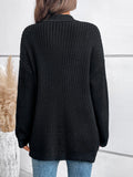 Spring women's solid color twist element loose mid-long pocket knitted cardigan coat