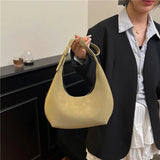 Pbong  Casual Chic New Moon Bag Women's Fashion Simple Design Trendy Spring PU Material Medium Size Daily Match Sewing Line