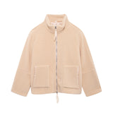 Winter Chic Girl Lamb Fleece Women's Short Jacket Zipper Long Sleeved Pocket Warm Coat Fashion High Street Female Outerwear