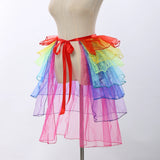 Pbong  Steampunk Tulle Tutu Skirt Women Medieval Gothic Cocktail Club Ruffles Punk Mermaid Overskirt