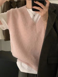 Women's Sweater Vest Sleeveless V-Neck Pullover Knitted Vest Top French Effortless Chic Knitwear Autumn Winter