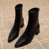 Ankle Boots for Women's Thick Heel Spring Summer Autumn Single Boots New Pointed High Heels  Shoes Mid-heel Fashion