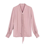 Pbong  Office Lady Casual Blouse Temperament Shirts Women Bow Bandage Chic Long Sleeve Ins Fashion Tops  Elegant Blusas