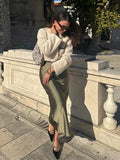 Autumn Winter Burgundy Satin Skirt Women Party Silk Skirt High Waist Straight Long Faldas Mujer Christmas Skirt