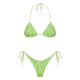 Sexy Micro Bikini Side Tie Thong Two-Piece Swimwear Halter Swimming Suit For Women Floral Print Biquini Ladies Bathing Suit