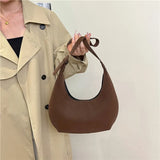 Pbong  Casual Chic New Moon Bag Women's Fashion Simple Design Trendy Spring PU Material Medium Size Daily Match Sewing Line