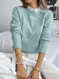 New lace round neck pullover long sleeved autumn and winter knitted sweater