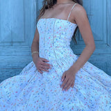 Pbong  Summer Floral Print Spaghetti Strap Dress Women Elegant High Waist Strapless Party Vestidos Female Boho Chic Beach Long Dresses