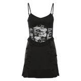 Y2K Style Sexy Lace Strapless Patchwork Dress Autumn New Slim Fit Spicy Girl Summer Dress