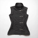 New High Street Fashion Popular Stand Colaar Sleeve Vest Y2k Aesthetic Single Breasted Sweet Cool Women Clothes Vintage Tops