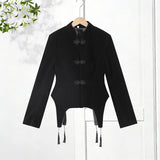 Pbong   Autumn Women's Short Jacket Black Single Breasted Stand Collar Long Sleeve Irregular Hem Female Coat Fashion Streetwear New