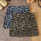 Pbong  Sexy Leopard Print Mini Skirts Women Vintage Temperament High Waisted Short Skirt Female Streetwear Y2K Club Hot Girl Skirts