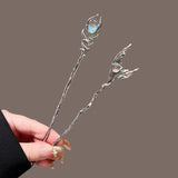 Vintage Moonstone Butterfly Hair Sticks for Women Fashion Metal Hanfu Hairpin Disk Hair Chopsticks Hair Accessories