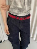 Retro Ethnic Style Butterfly Printed Red Belt For Women New In 2025 Versatile Belt With Jeans Belt Decoration