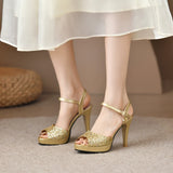 Pbong  Platform Sandals Women New High Heels Women Wedding Shoes Fashion Peep Toe Sandalias De Mujer