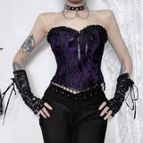 Gothic Crop Tops Black Spaghetti Strap Corset Tops New Goth Punk Grunge Fairy Core Sexy Y2K Halloween Clothing