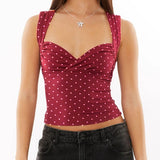 Women Sweetheart Neck Crop Tops Cute Polka Dot Tank Top Vintage Slim Fit Sleeveless Summer Bustier Shirts Vest Y2k Clothes