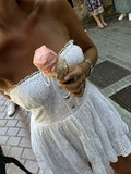 Pbong  Off The Shoulder French Mini Dresse Elegant Chic Summer Party Women Dress Backless Sexy Casual Ladies Dress Vestido