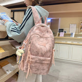 Pbong  Women's Star & Moon Print Backpack Tassel Detail Multi Pocket Adjustable Strap Casual Daily School Travel Bag Back Pack