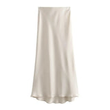 Autumn Winter Burgundy Satin Skirt Women Party Silk Skirt High Waist Straight Long Faldas Mujer Christmas Skirt
