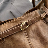 Pbong  Women's Tote Bag, Large Capacity Soft Leather Shoulder Bag, Retro Casual Handbag, Perfect for Commuting Handbags Travel Bag